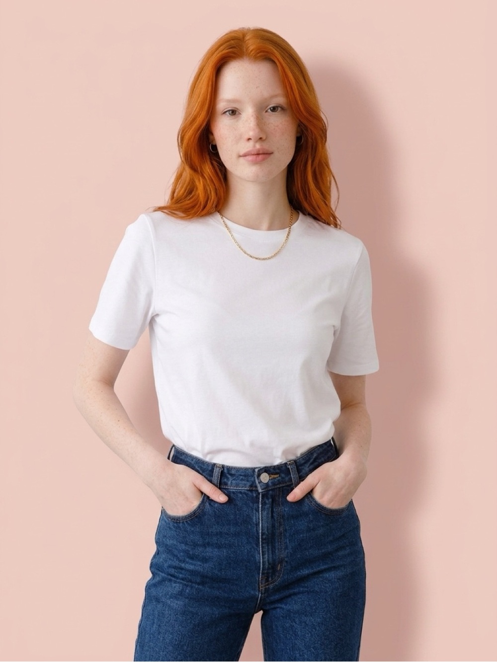 Amazon Women's White Short Sleeve Crewneck Tee